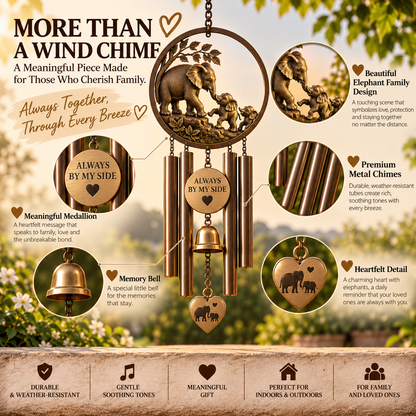 🐘 Always By My Side – Elephant Family Wind Chime