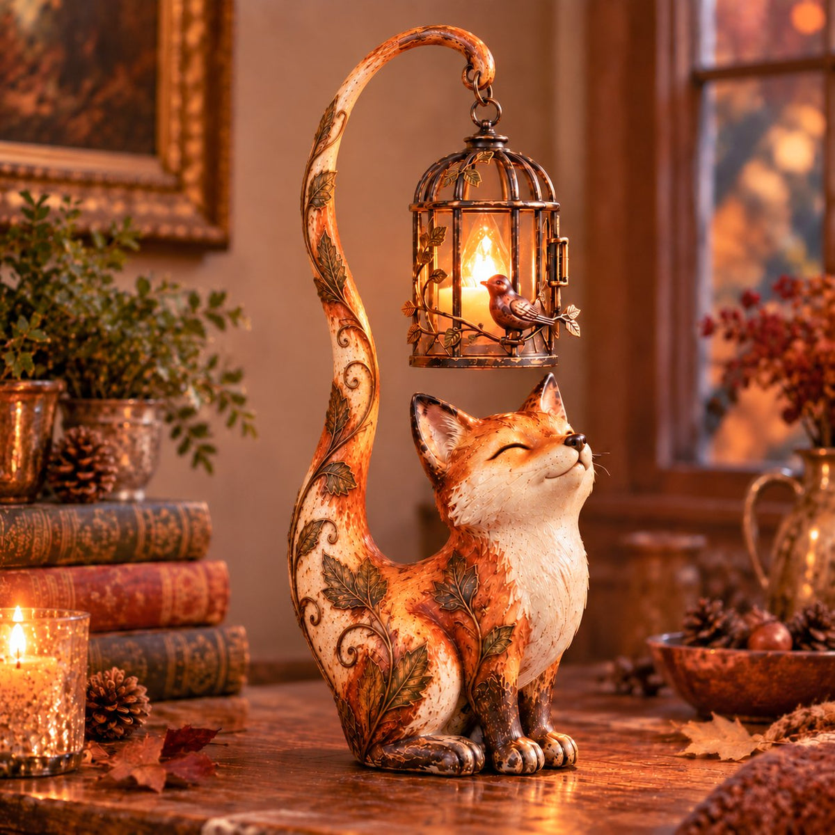 🐈‍⬛Vintage Cat Lantern Sculpture Lamp - A Little Guardian of Warmth, Memories & Cozy Corners🐈‍⬛