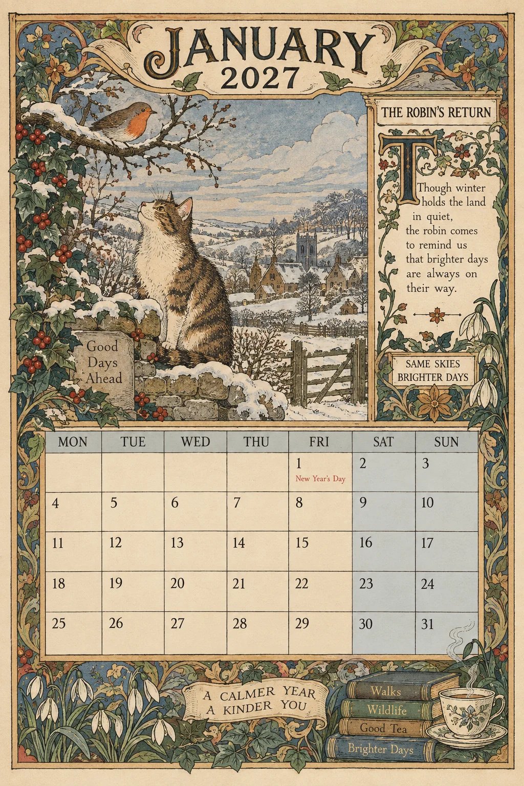 A Year in Britain 2027 – Vintage Storybook Wall Calendar