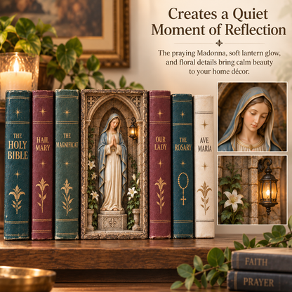 Our Lady’s Quiet Corner — A Sacred Bookshelf Keepsake ✨