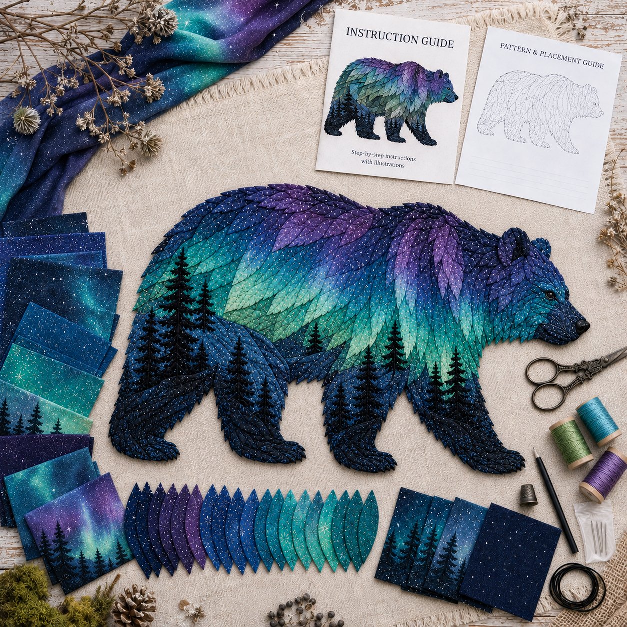 Northern Lights Wildlife DIY Patchwork Kit