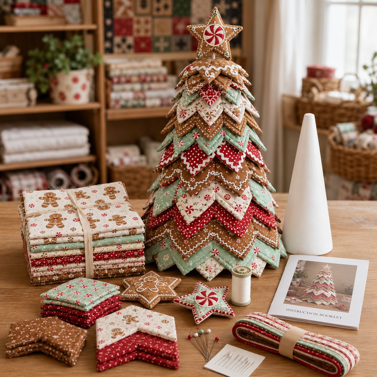 🔥LAST DAY 69% OFF🎄 DIY Quilted Santa Christmas Tree Kit – Handmade Holiday Craft & Festive Tabletop Decor