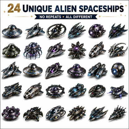 Alien Spaceship Advent Calendar 2026, 24 Days of Unique Spacecraft Toys, Christmas Countdown Calendar with 24 Different Alien Spaceships, Space Gifts for Kids Boys Girls