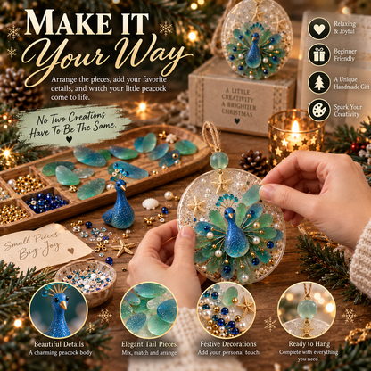 DIY Peacock Christmas Ornament Kit – Create Your Own Festive Peacock, Holiday Craft Kit & Handmade Keepsake