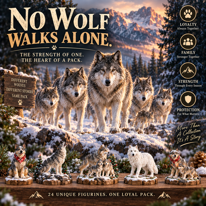 🐺🎄 The Loyal Pack – 24-Day Wolf Advent Calendar, 24 Collectible Wolf Figurines for Christmas 🎁