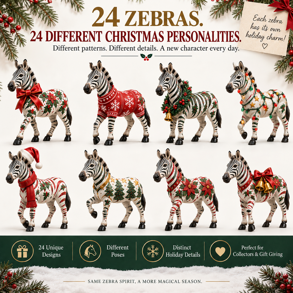 🦓 24 Days of Christmas Zebras — A Different Stripe for Every Day 🎄