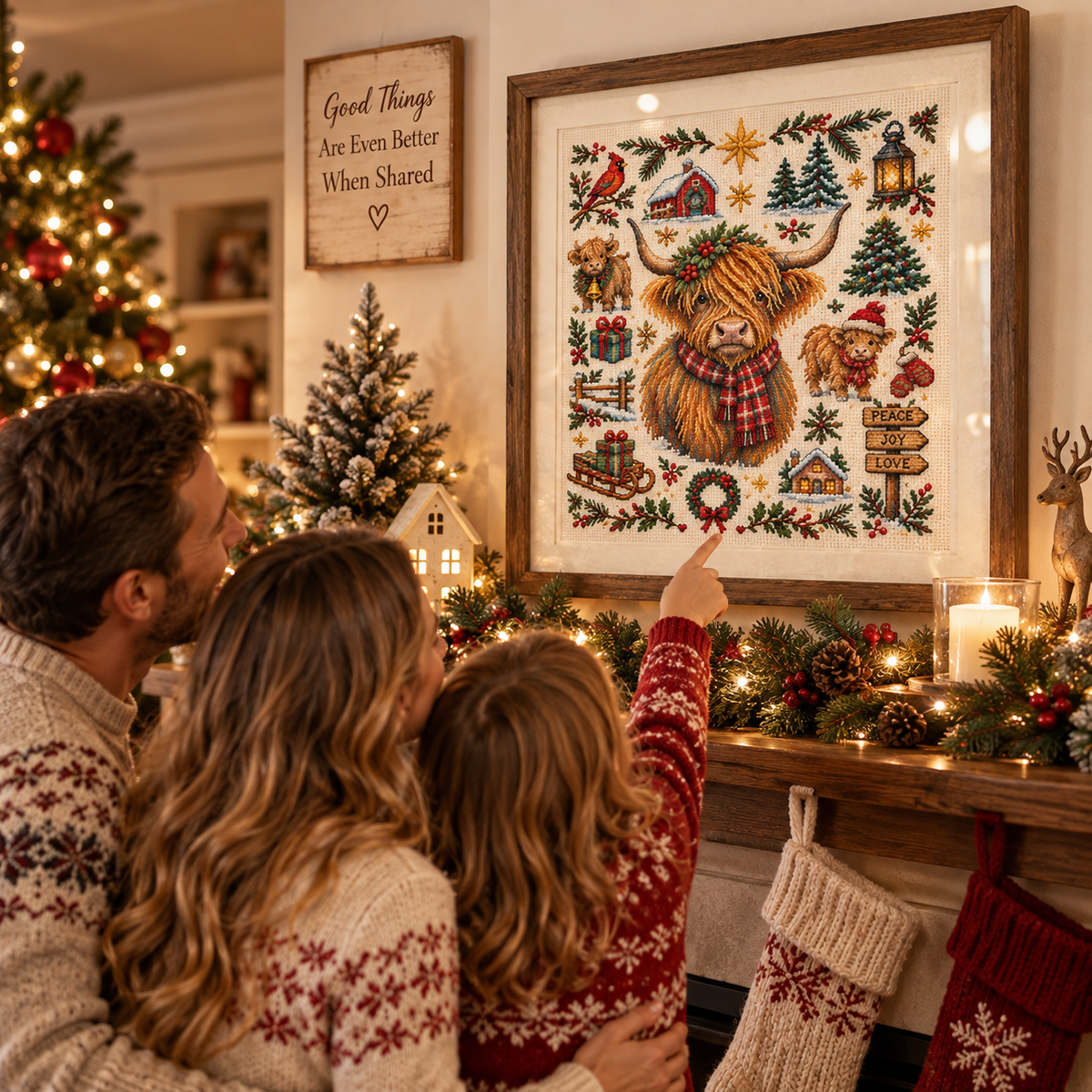 🐮 A Highland Christmas – Cozy Holiday Cross Stitch Kit