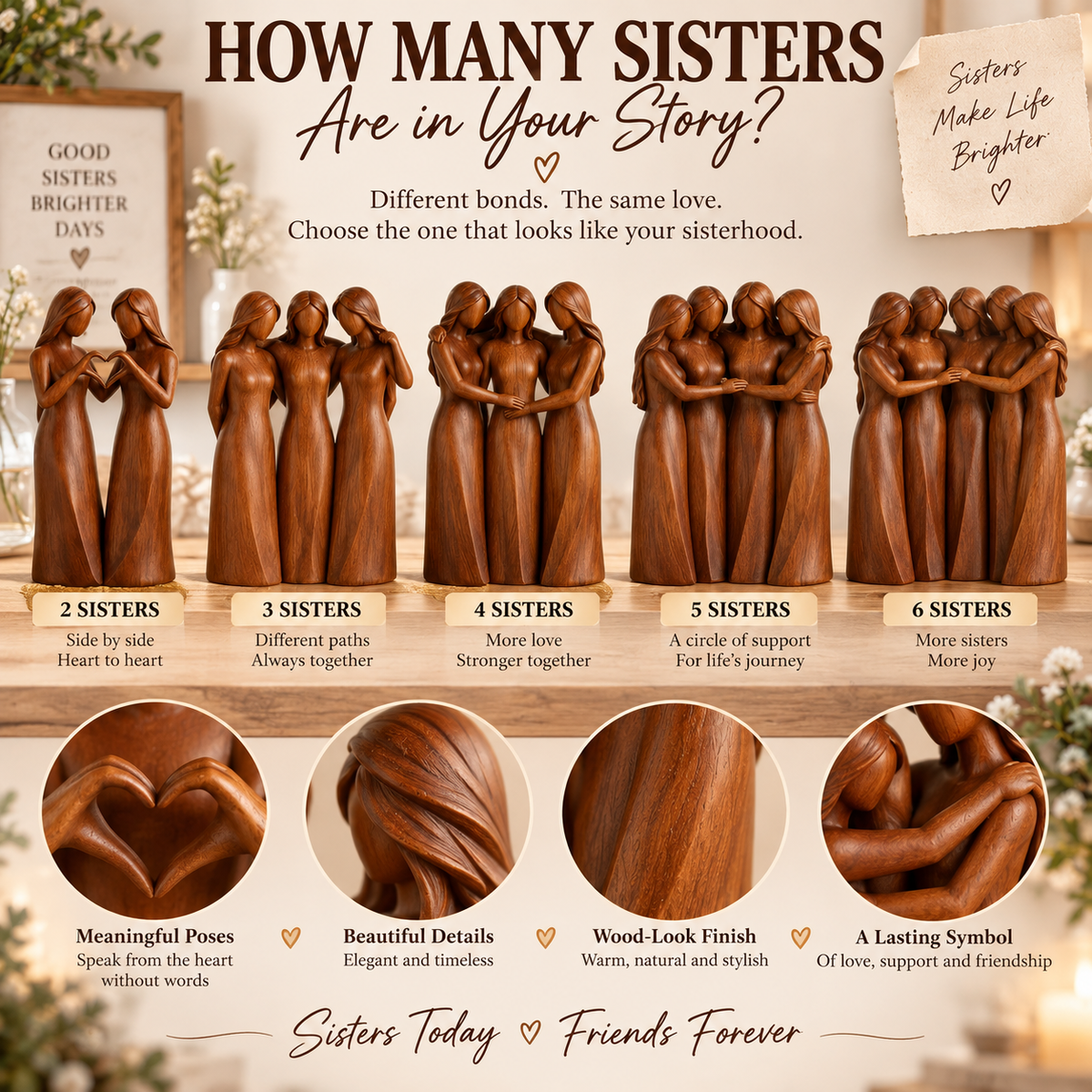 Sisters Forever Friendship Figurine – Meaningful Sister Gift