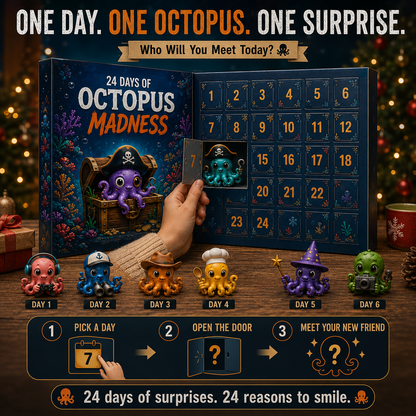 🐙 24 Days of Octopus Madness Advent Calendar – 24 Unique Octopus Characters & Crazy Personalities