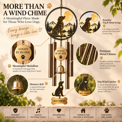 🐾 Always By My Side – Dog Lover Wind Chime with Memory Bell 🔔