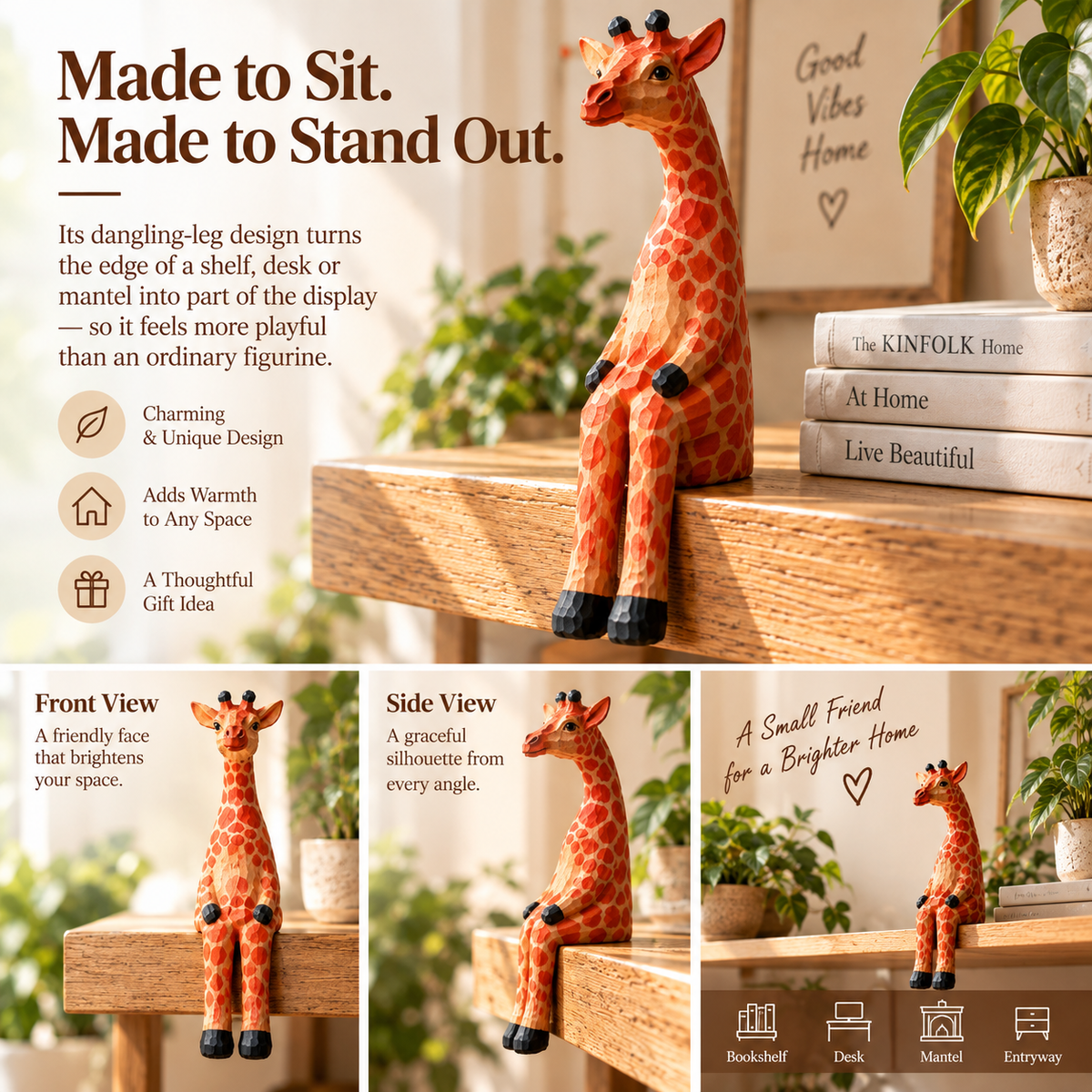 🦒 The Sitting Giraffe – Playful Shelf Décor
