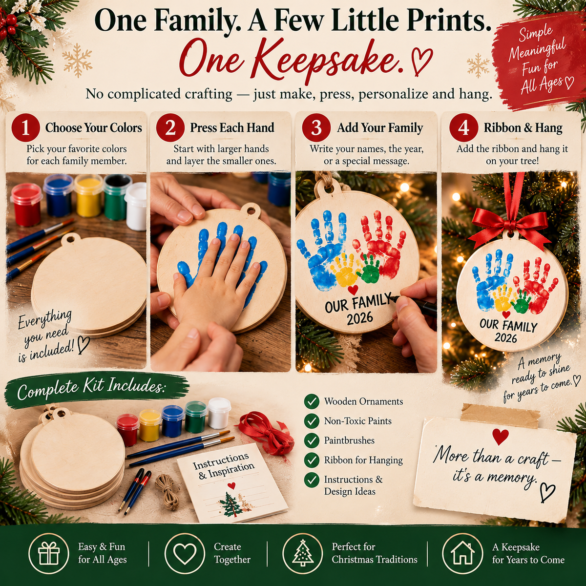 🎄 Family Handprint Christmas Keepsake Kit
