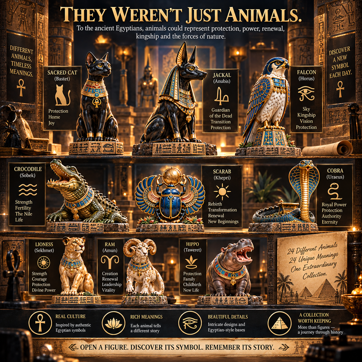 🐈‍⬛🏺24 Days of Ancient Egypt – Sacred Animals & Guardians Collection ✨
