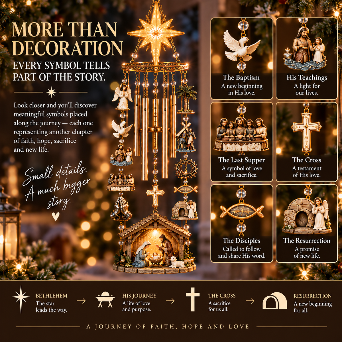 ✨Let His Story Ring On – Bethlehem Star Nativity Wind Chime