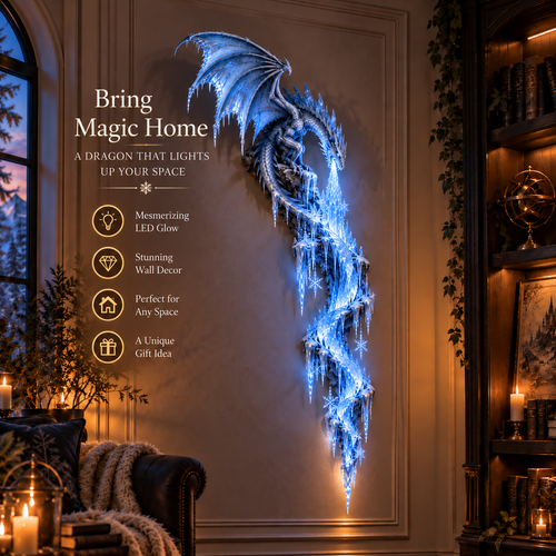 Frostbound Dragon – Illuminated 3D Wall Sculpture ❄️🐉