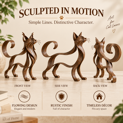 Maine Coon Inspired Metal Cat Sculpture