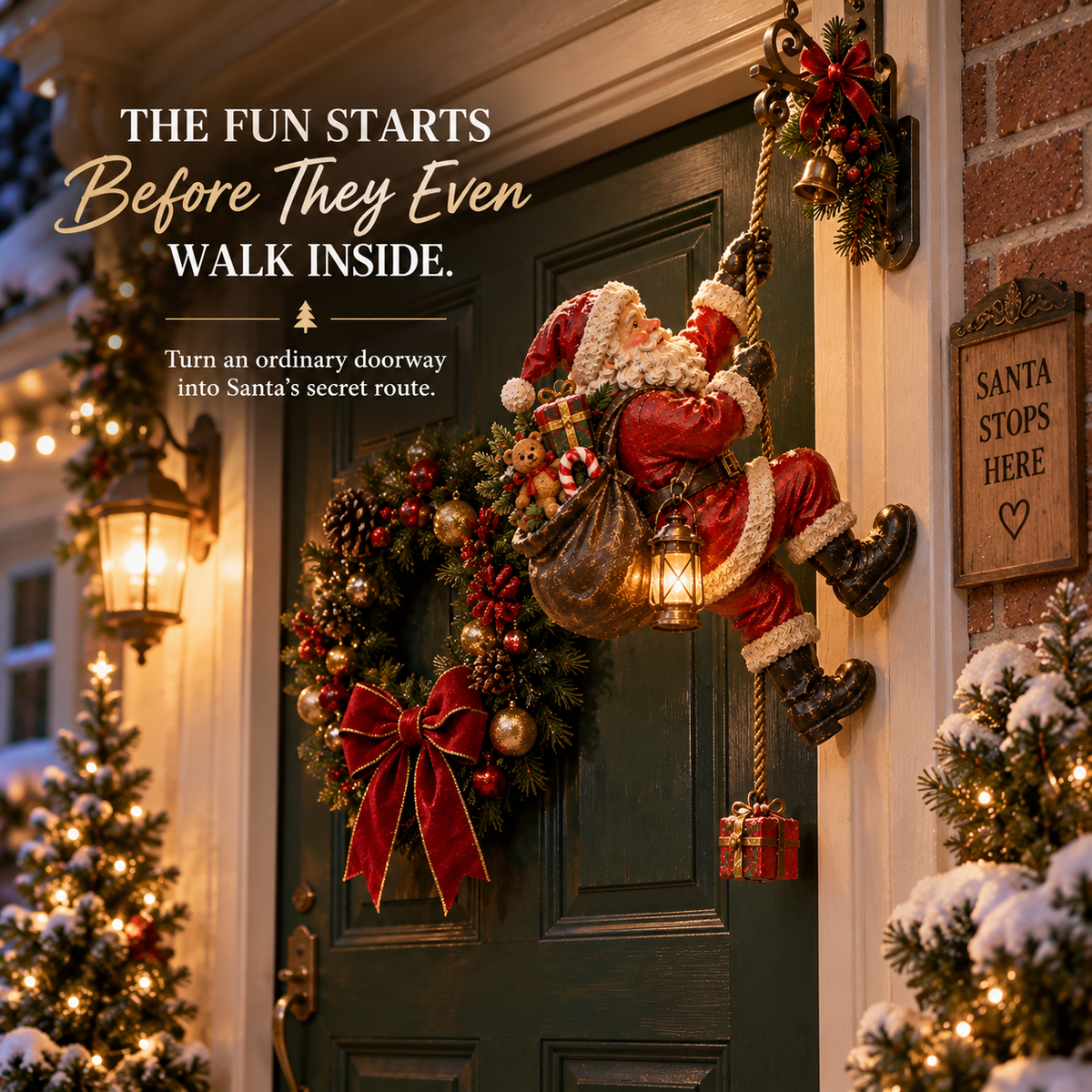 Santa’s Secret Climb – Lighted Christmas Wall Decoration 🎁✨