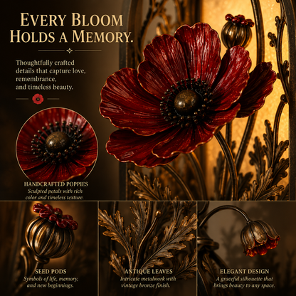 The Light Remains Memorial Poppy Lantern – Warm Remembrance Light & Meaningful Sympathy Keepsake