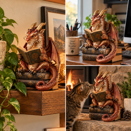 🐉 Wandering Scholar Dragon Enchanted Reading Figurine