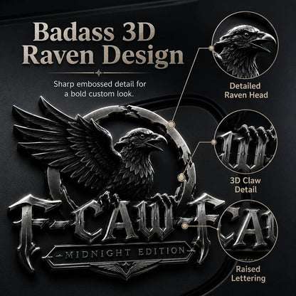 🦅 F-CAW-FTM Midnight Edition Metal Emblem - Premium Raven Badge For Drivers With Attitude