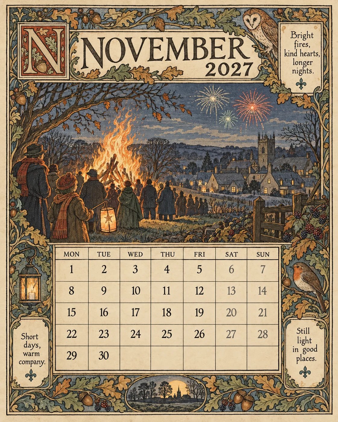 A Year in Britain 2027 – Vintage Storybook Wall Calendar