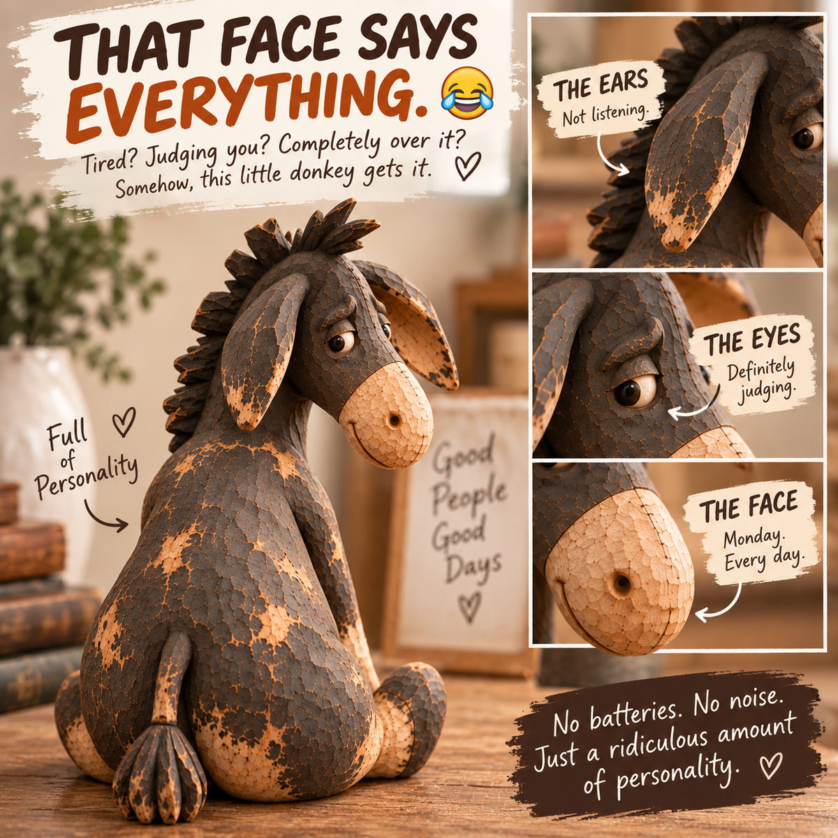 A Little Stubborn, A Lot of Personality — Rustic Donkey Figurine