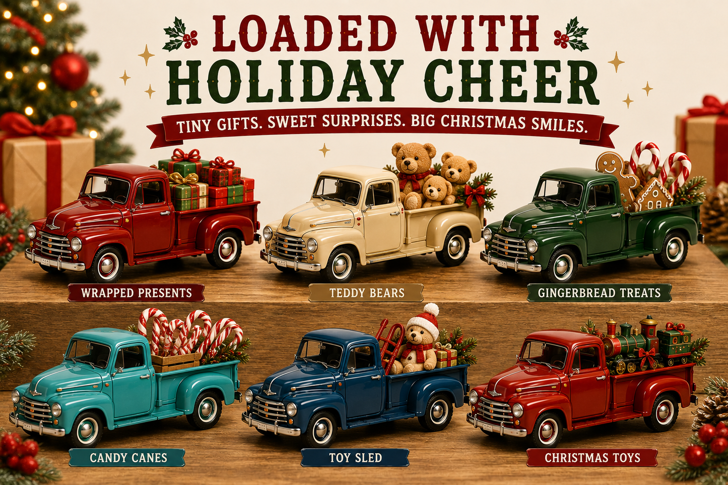 🎄 🛻Christmas Pickup Truck Advent Calendar – 24 Unique Holiday Trucks with Festive Surprises