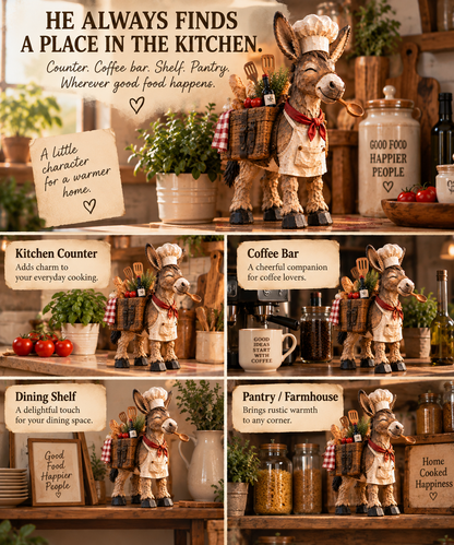 🫏 The Stubborn Little Chef — Carved Kitchen Donkey Figurine