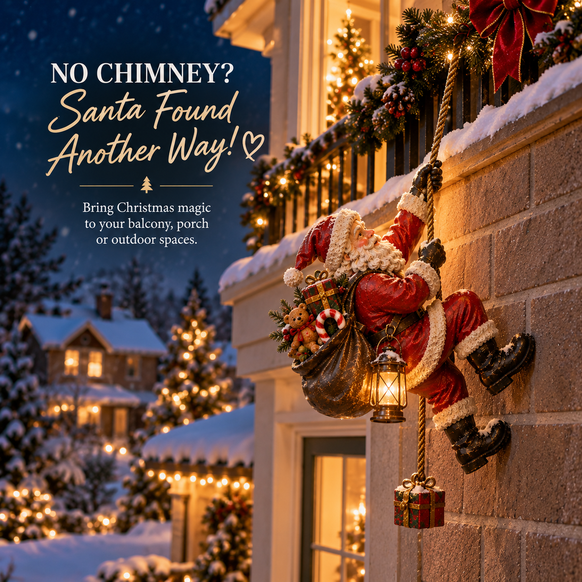 Santa’s Secret Climb – Lighted Christmas Wall Decoration 🎁✨