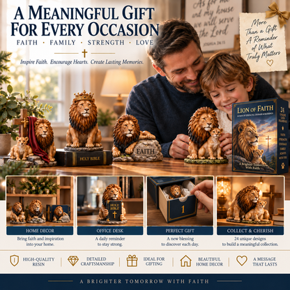 Lion of Faith– 24 Days of Strength, Courage & Blessings, Christian Lion Collection & Meaningful Faith Gift