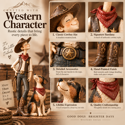 Cowboy & Loyal Dog Figurine Set – Rustic Western Home Decor & Gift for Men