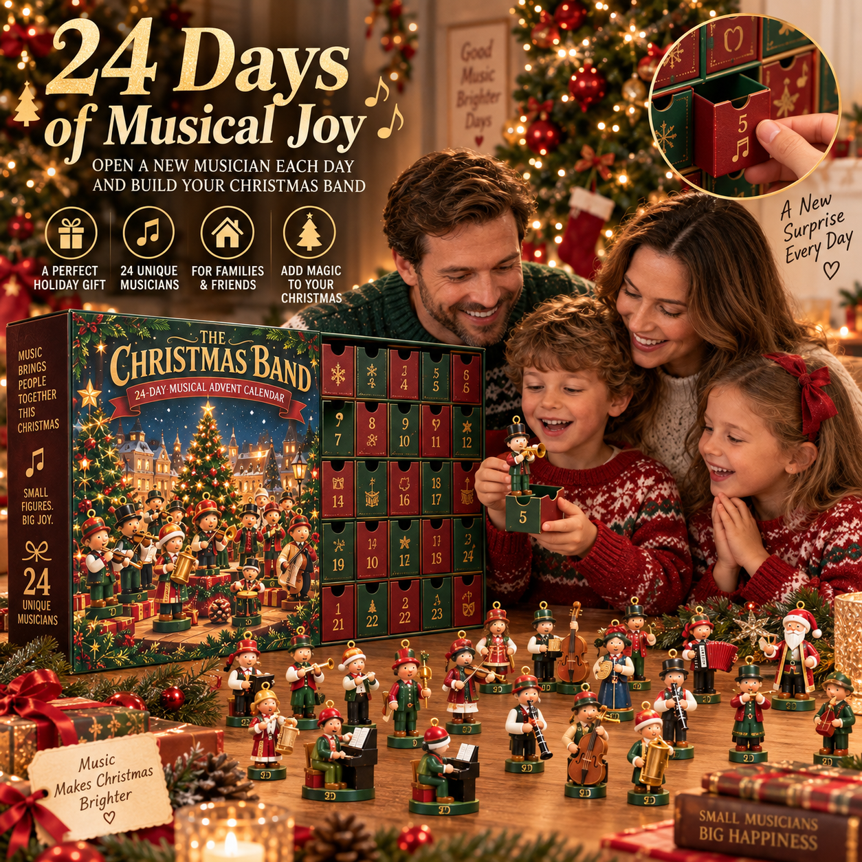 Family opening Christmas Band Advent Calendar