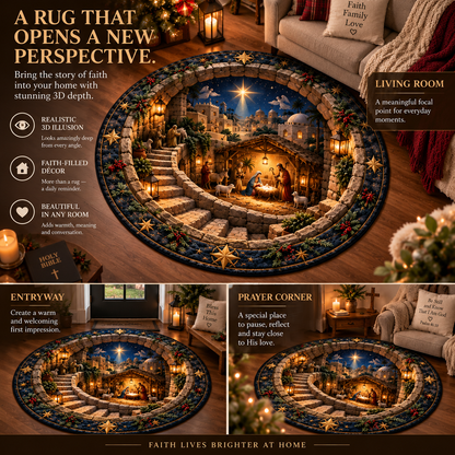 Walk in Faith – 3D Christian Story Round Rug Collection ✨