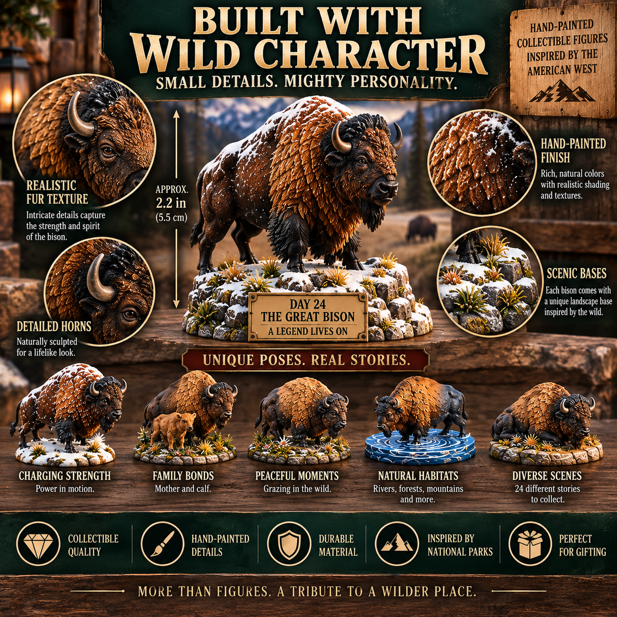 🦬 24 Days of the Great American West – American Bison Collectible Advent Calendar 🎄