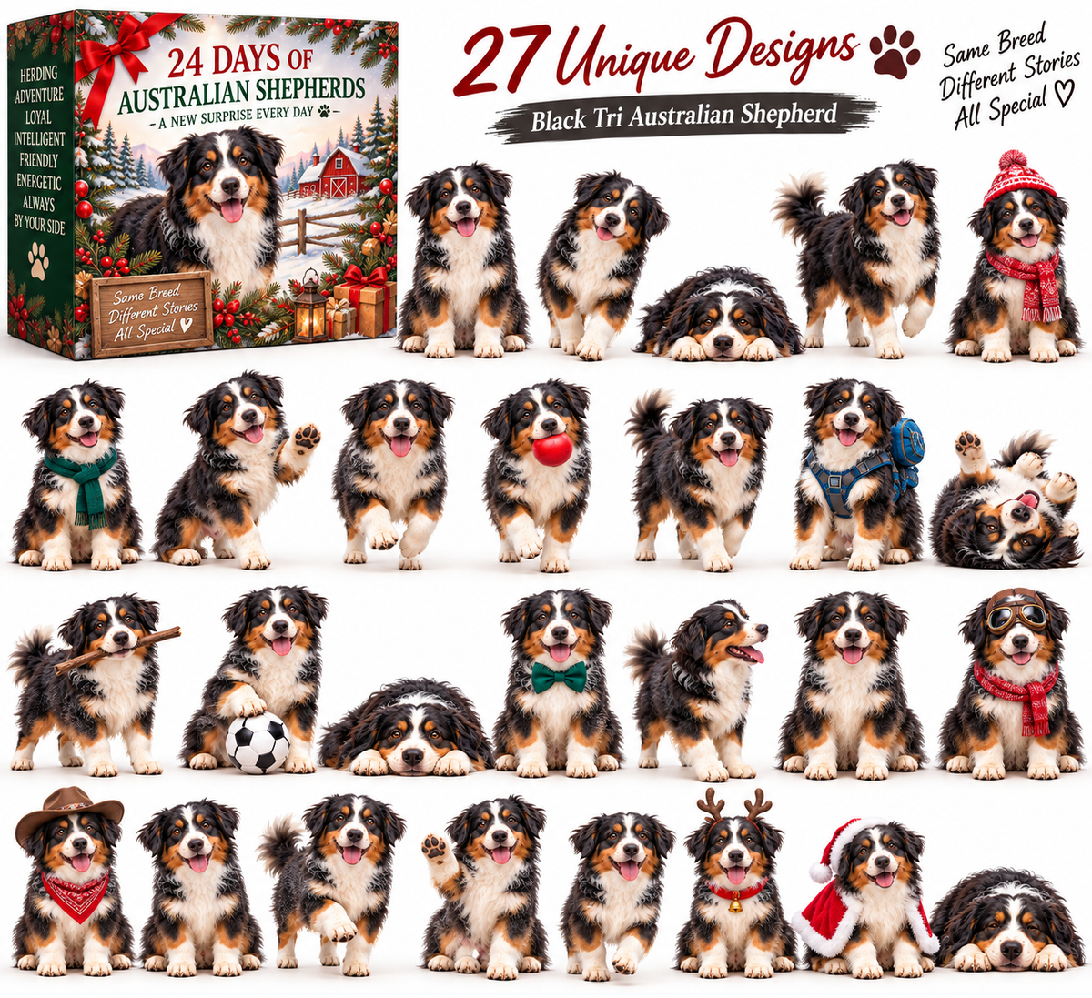 🐾 24 Days of Australian Shepherds — 24 Little Aussies, 24 Big Personalities
