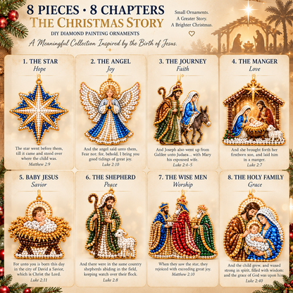 The Christmas Story – 8-Piece DIY Faith Ornament Collection ✨