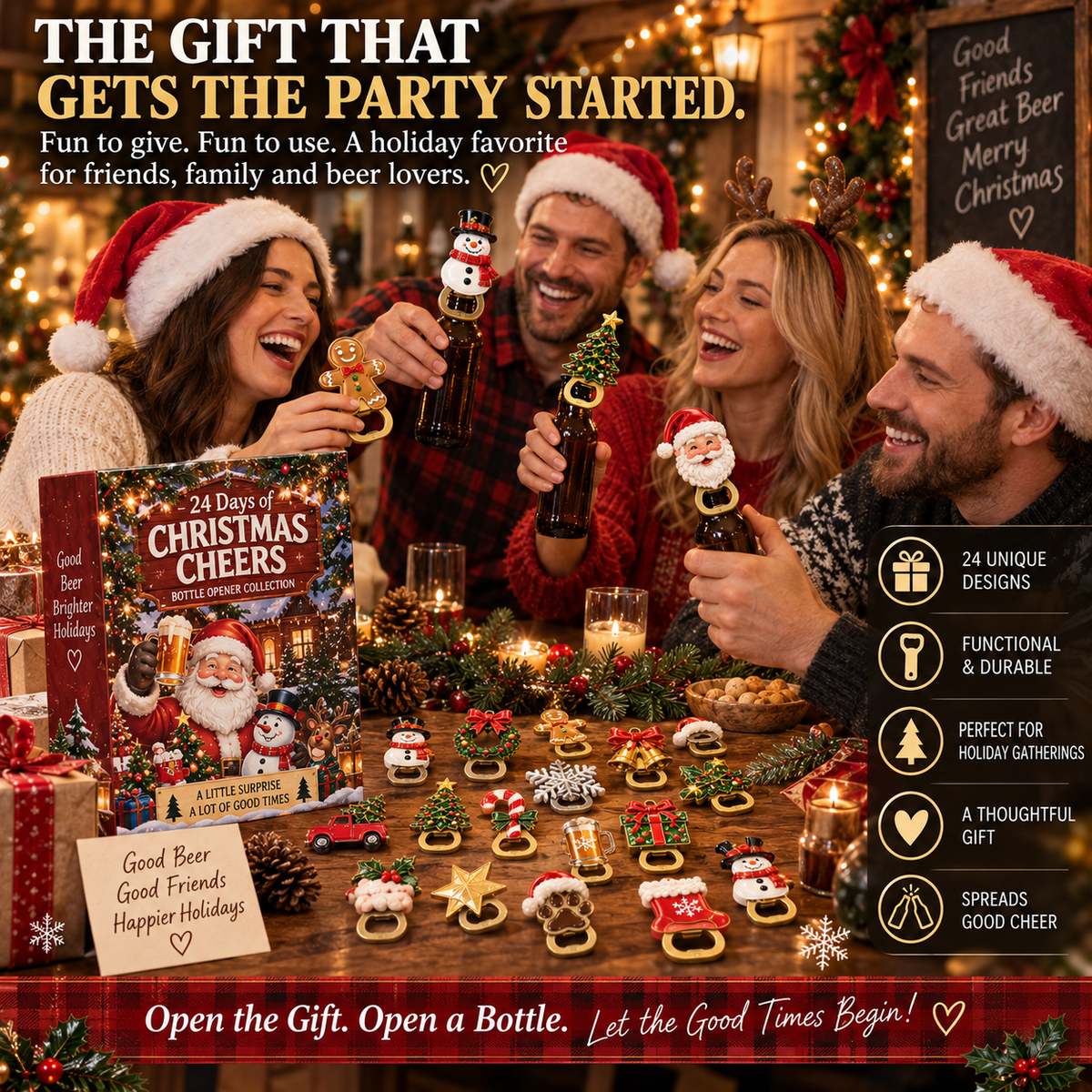 🍻🎄24 Days of Christmas Cheers – Holiday Bottle Opener Collection