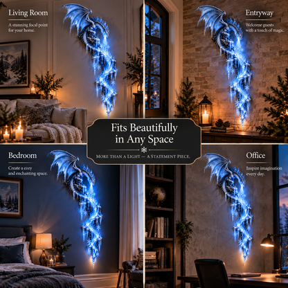 Frostbound Dragon – Illuminated 3D Wall Sculpture ❄️🐉