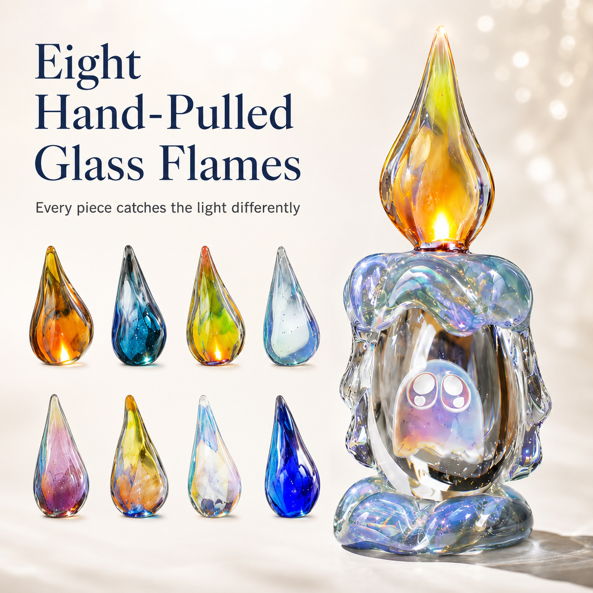 Tiny Ghost in a Glass Candle – Sun-Catching Collectible Figurine