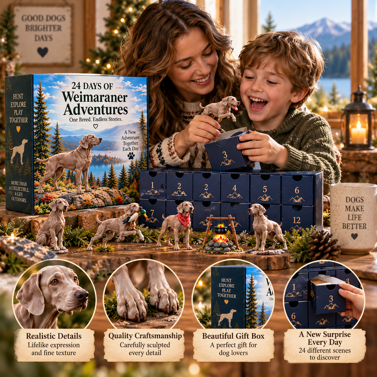 24 Days of Weimaraner Adventures – 24-Piece Dog Collectible Countdown