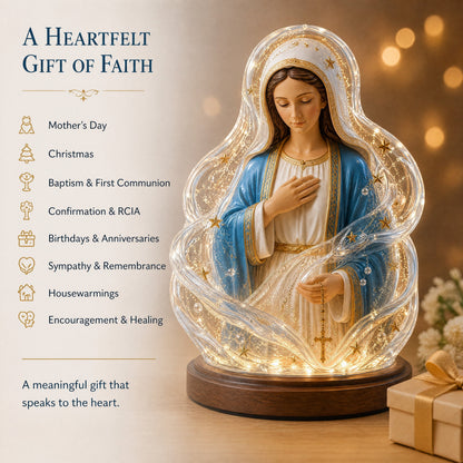 🔥LAST DAY 50% OFF - 🙏Our Lady of Starlight Illuminated Prayer Statue | Religious Decor & Faith Gift✨