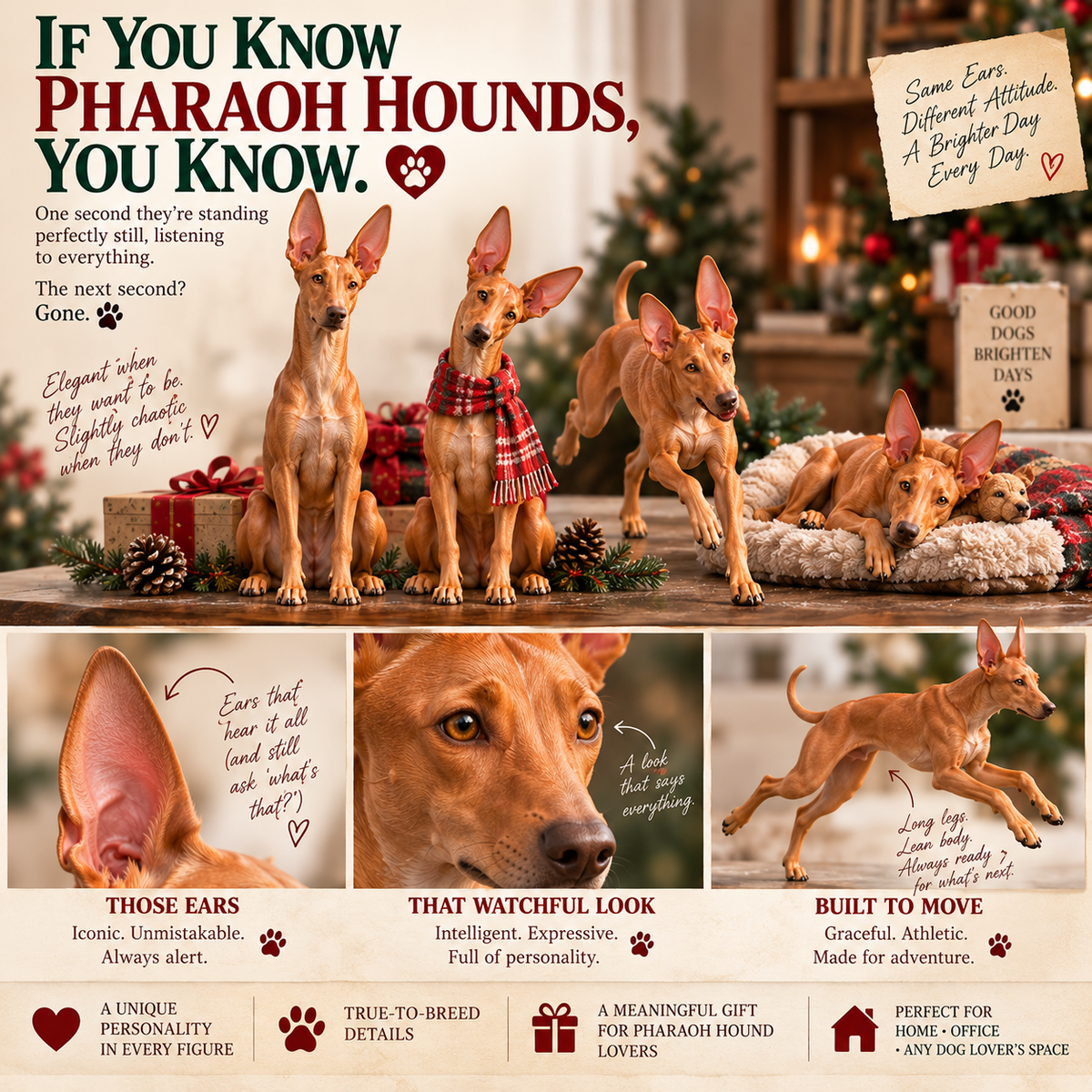 🐾24 Days of Pharaoh Hound Joy — Those Ears. That Look. 24 Little Personalities.