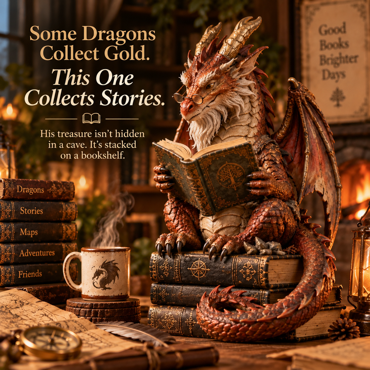 🐉 Wandering Scholar Dragon Enchanted Reading Figurine