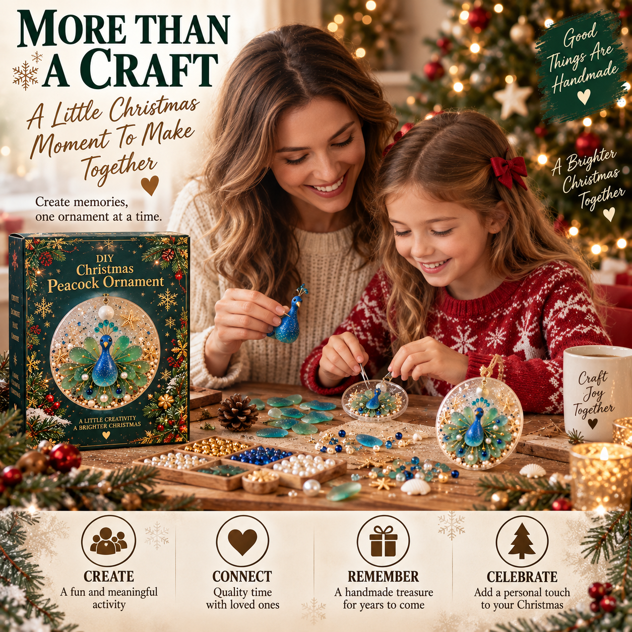 DIY Peacock Christmas Ornament Kit – Create Your Own Festive Peacock, Holiday Craft Kit & Handmade Keepsake