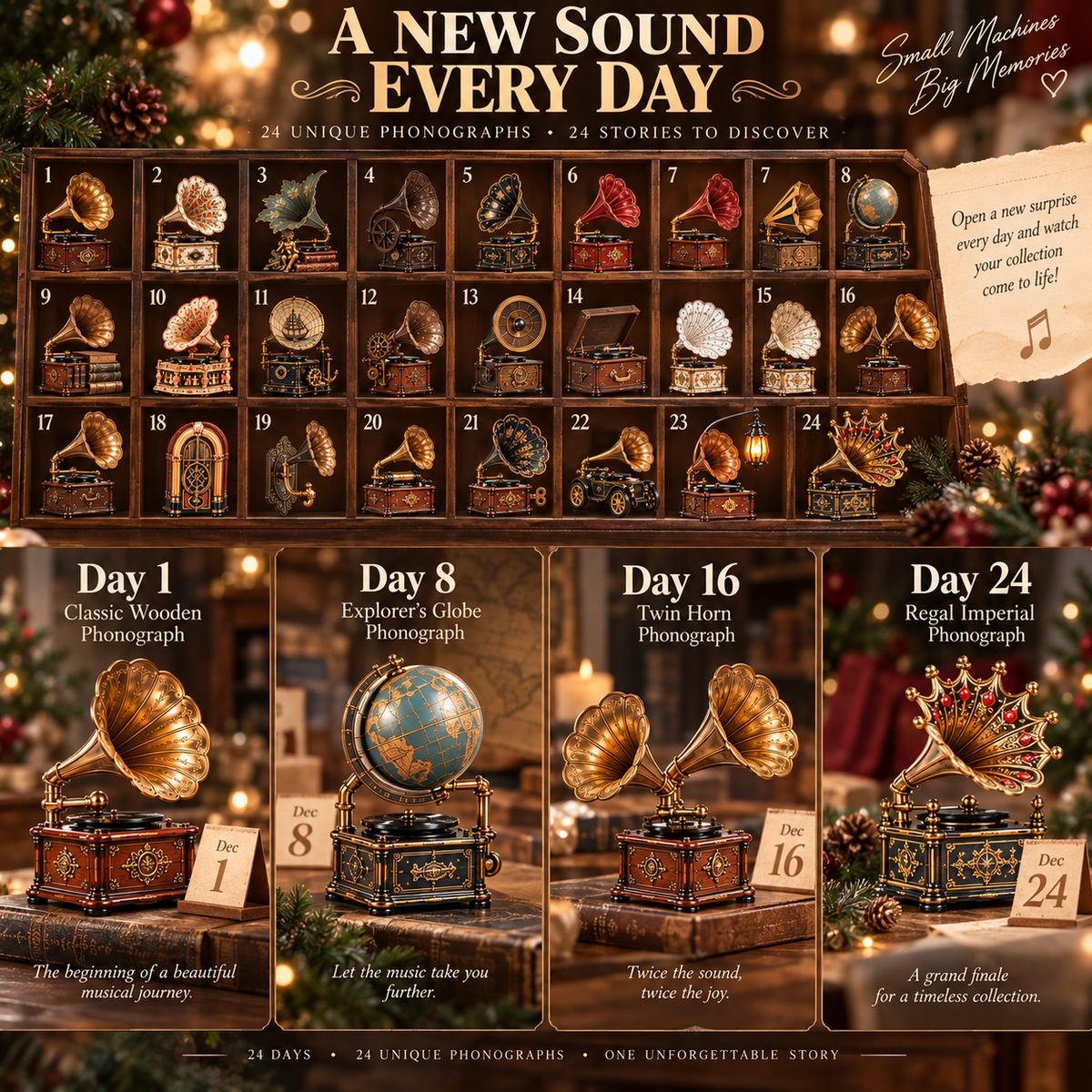 24 Days of Vintage Phonographs — A Journey Through the Golden Age of Sound 🎵