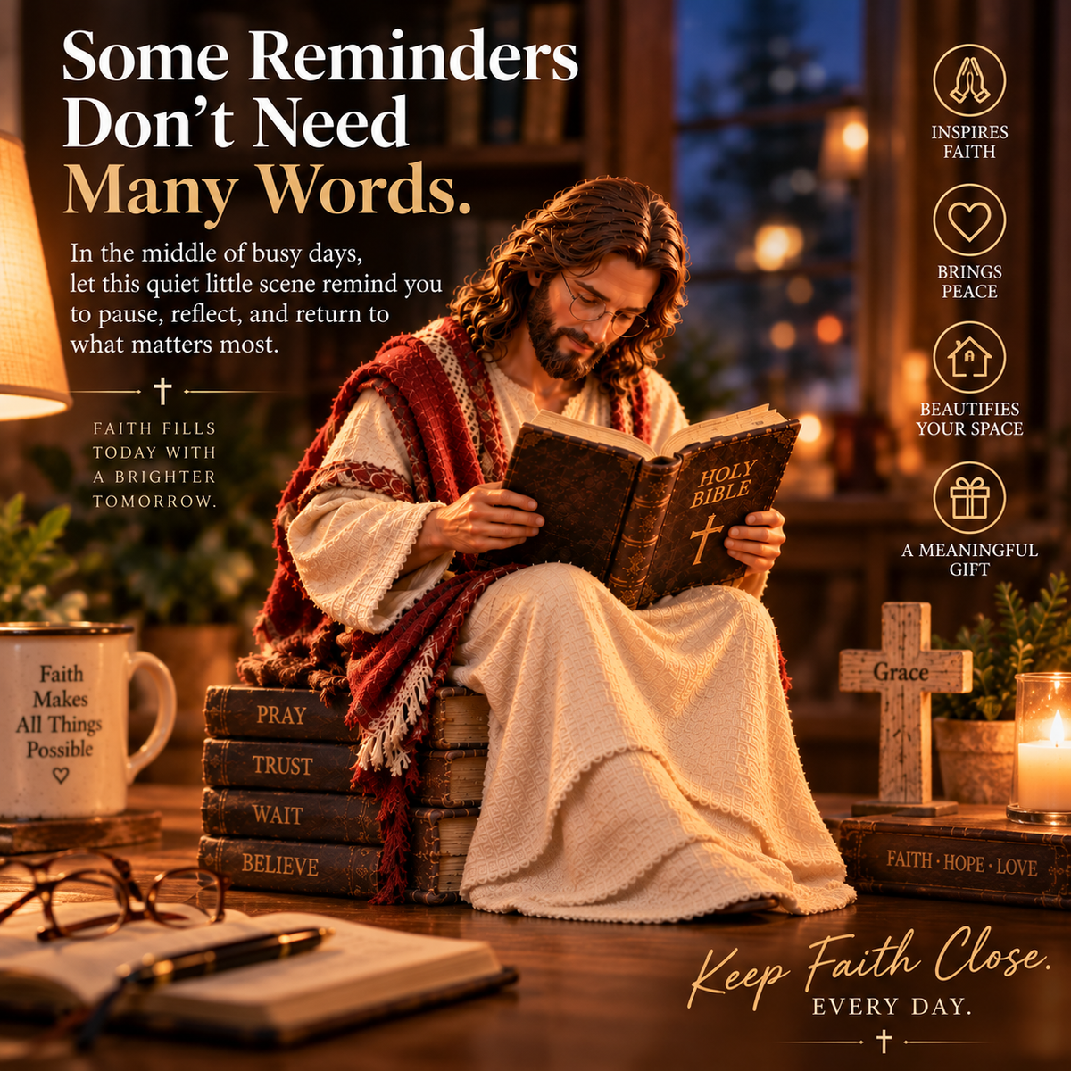 Jesus Reading the Bible — A Quiet Reminder of Faith & Peace