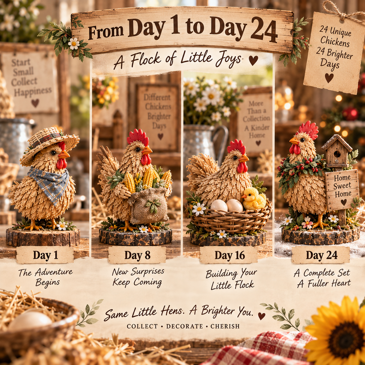 🐓 24 Days of Straw Chickens — Build Your Little Farmhouse Flock