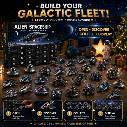 Alien Spaceship Advent Calendar 2026, 24 Days of Unique Spacecraft Toys, Christmas Countdown Calendar with 24 Different Alien Spaceships, Space Gifts for Kids Boys Girls
