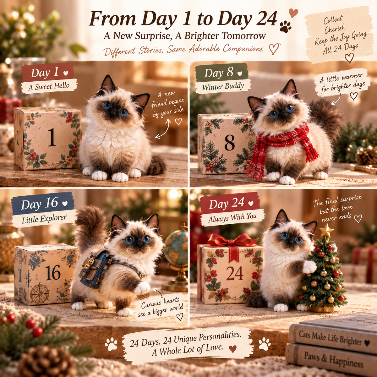 🐾 24 Days of Birman Cats — 24 Bright Blue Eyes, 24 Gentle Personalities