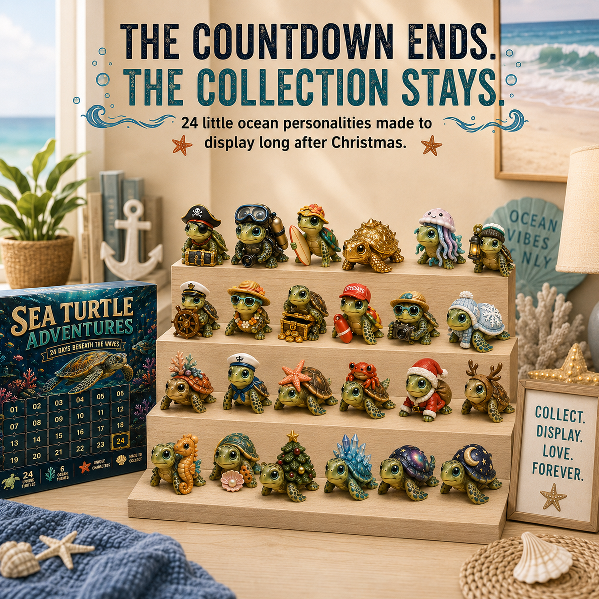 🌊🐢Sea Turtle Adventures Advent Calendar – 24 Unique Ocean Turtle Collectibles